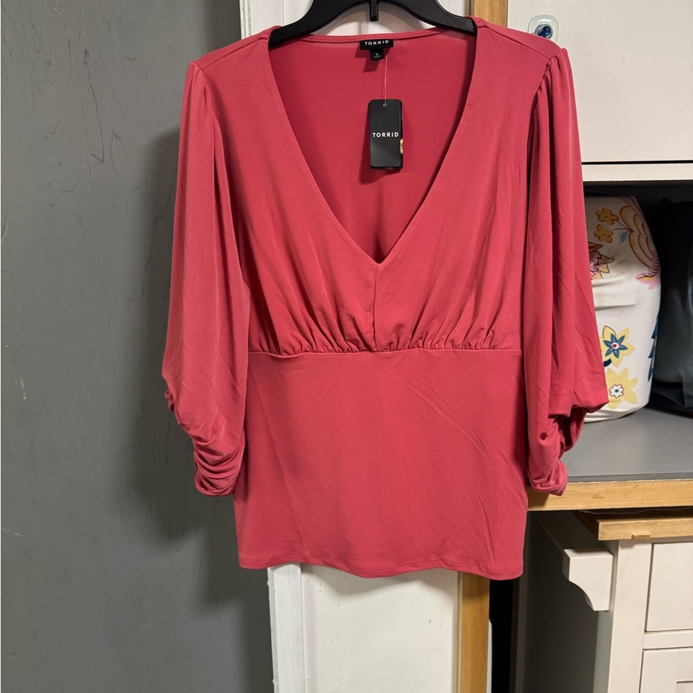 Torrid Women's Berry Pink V-Neck Top